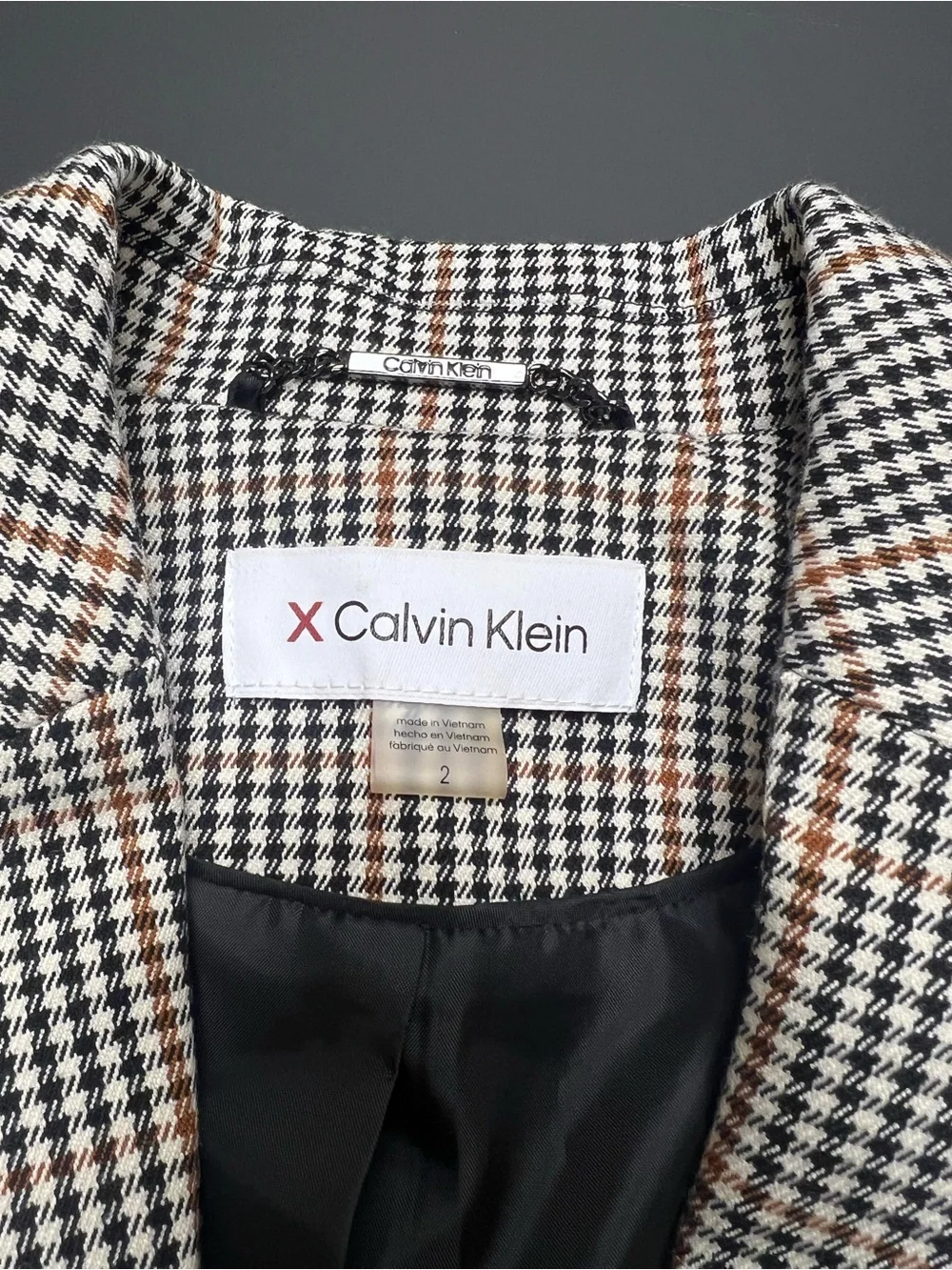 Calvin Klein Black & White Houndstooth Longline Blazer🖤